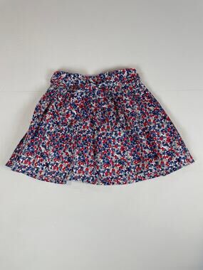 Hartstrings Girls White Floral Skirt Blue Red Pattern Lined Size 7
